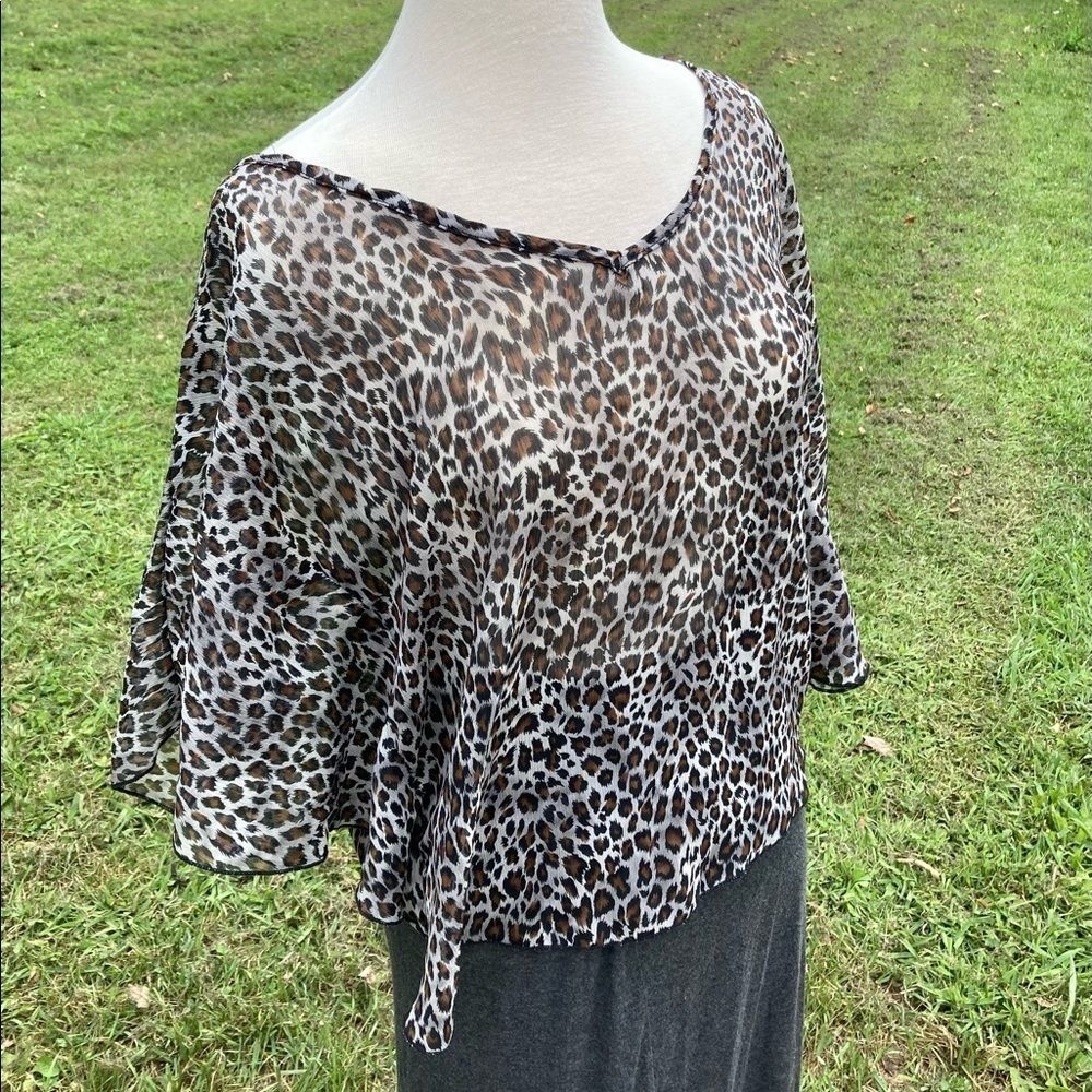 MOA MOA LEOPARD PRINT COVERUP SHEER TOP LARGE